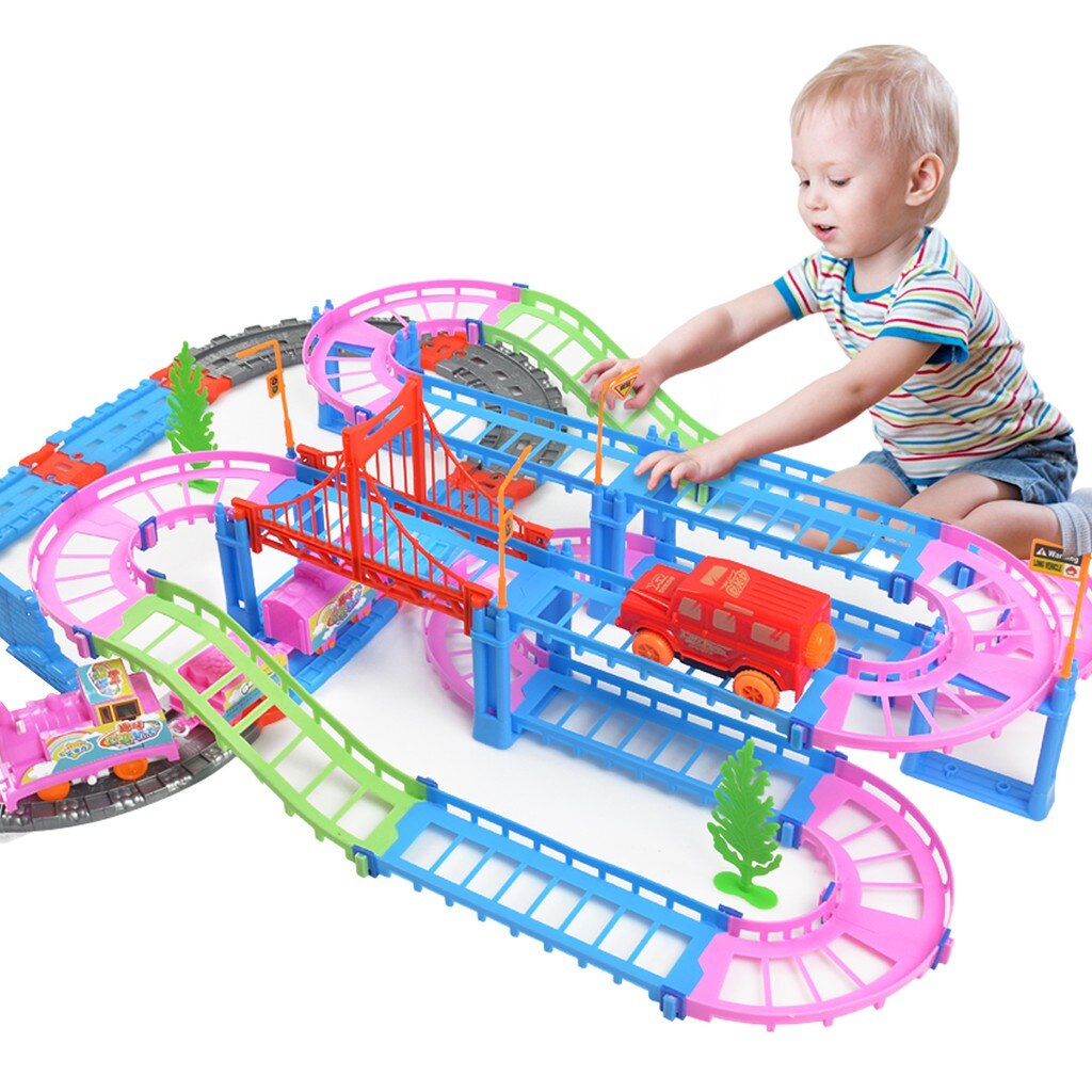 Children assembled railcar toys puzzle diy toys