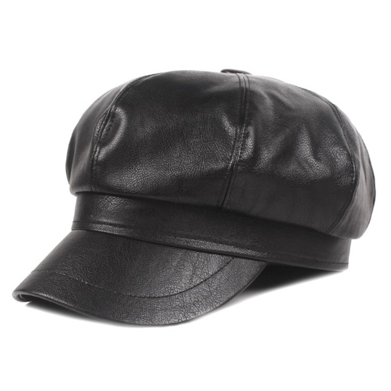 Xdanqinx höst vinter dam hatt pu konstläder newsboy kepsar dam märke keps snapback mössa kvinnliga student hattar