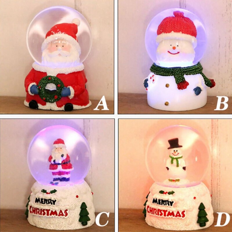 Nowa świecąca kryształowa kula na boże narodzenie dla starszego pulpitu. Ozdoby plexi piłki prezenty bożonarodzeniowe. Dzieci stojące bałwana