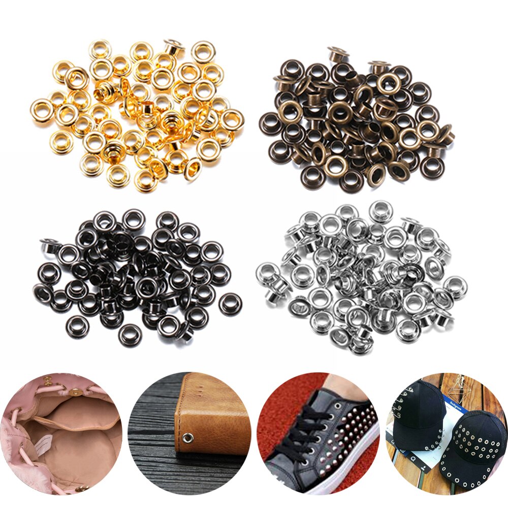 50Pcs Hole 5mm Metal Eyelets With Grommets For Leathercraft DIY Scrapbooking Shoes Belt Cap Bag Tags Clothes Accessories