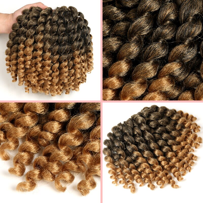 SAMBRAID Jamaican Bounce Crochet Hair Crochet Braids Curly Wand Crochet Hair Synthetic Braiding Hair Extensions 8 Inch For Women