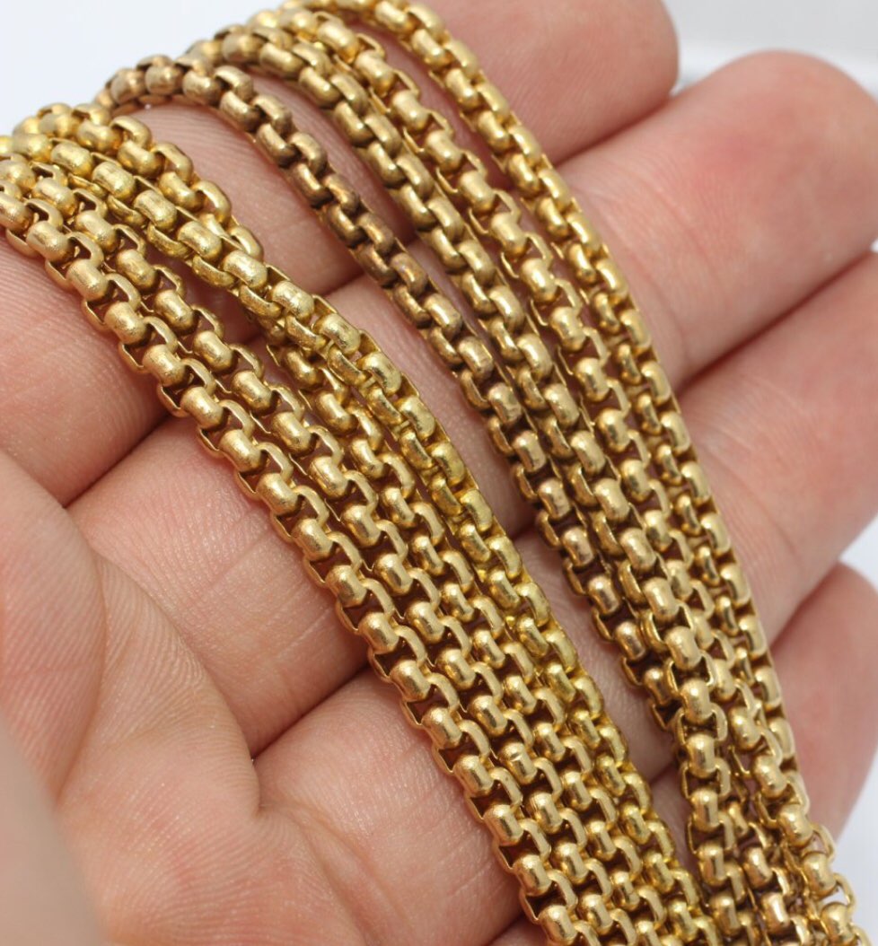 3mm Diameter original raw Solid Brass BOX chain Link Chains Metal Cords for Diy Accessories handmade Making