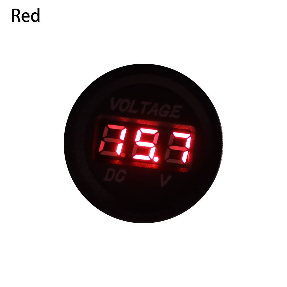 1 stk ledet dc voltmeter 12v 24v spændingsmåler bil marine motorcykel ledet digitalt voltmeter batterimåler 5 farver indikatorlys: Rød