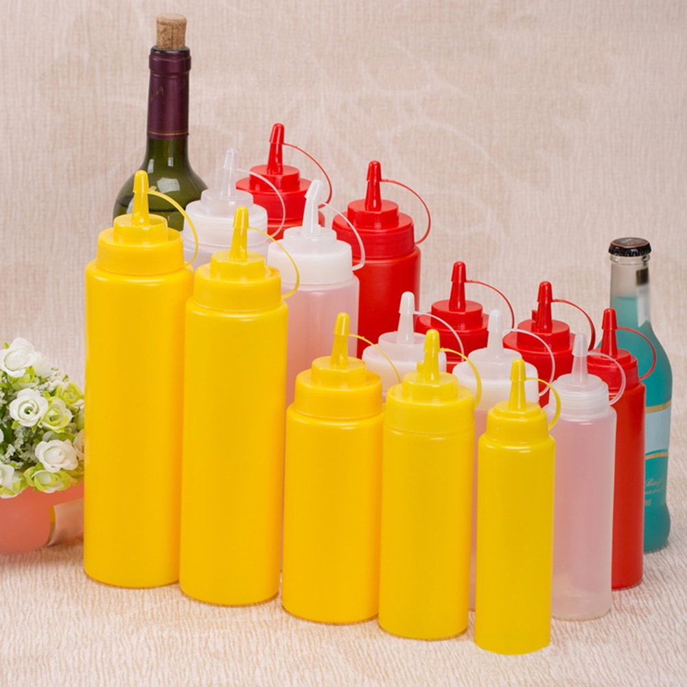 Ketchup sauce dispenser bbq flasker olivenolie dispenser flaske mayonnaise squeeze krukke hætte køkkenværktøj sikker plast