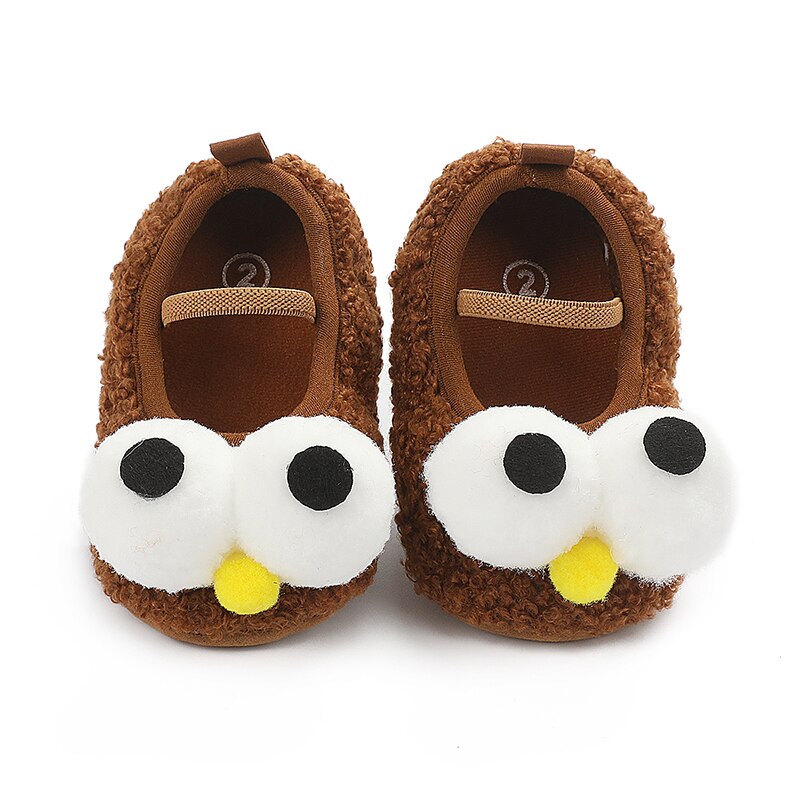 Baby Girls Boys Slippers, Soft Sole Plush Bedroom Shoes Infant Prewalkers with Big Eyes