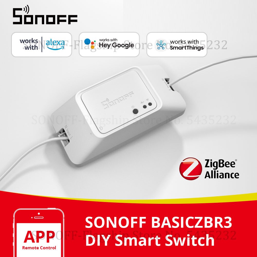 SONOFF BASICZBR3 DIY Smart Zigbee Light Switch MINI Timing Relay Module Wireless Remote Switch Works With Alexa SmartThings Hub