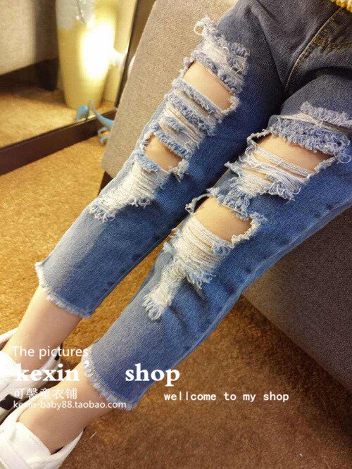 Kids Broek Baby Jongens Meisjes Gebroken Gat Broek broek Jeans Jongen Meisje Denim Broek Casual Gescheurde Jeans Kinderen kleding