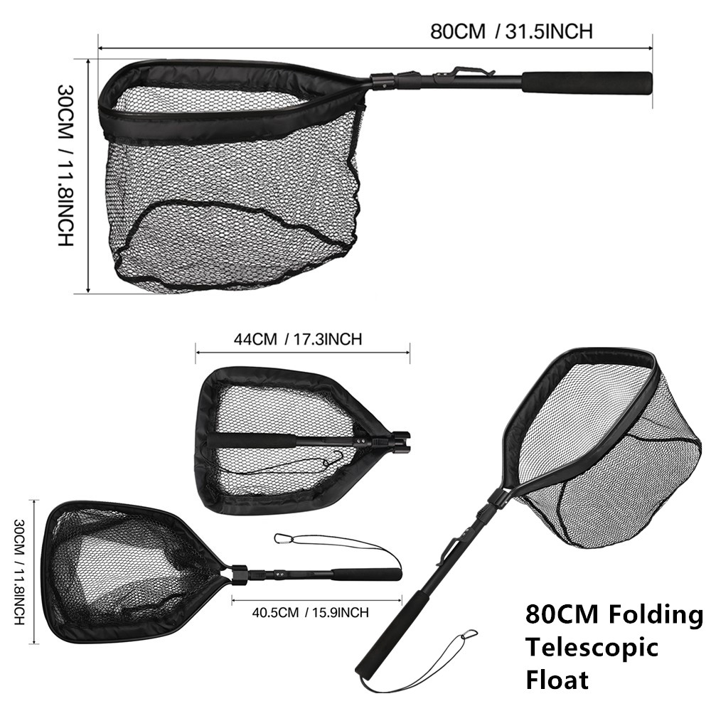 Opvouwbaar visschepnet met telescopische hengelhandgreep Verleng tot 190 cm 100 cm 80 cm visnet voor zoutwater zoetwater: Blauw