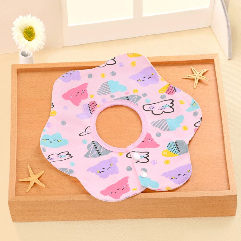 3 Layer Rotating Double Cotton Cartoon Pattern Bibs Baby Feeding Burp Cloths Lovely Flower Style Baby Waterproof Bibs: A