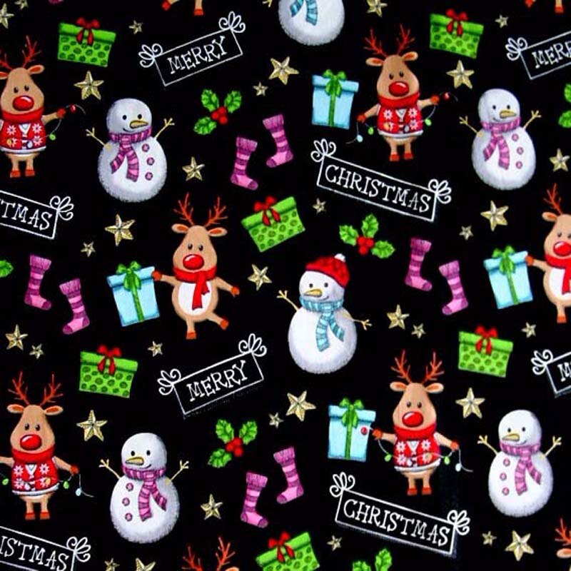 Delicated Kerstcadeau Sneeuwpop Milieu En Verven 100% Katoen Stof 50X70Cm X'mas Stof Patch Werk Doek dres