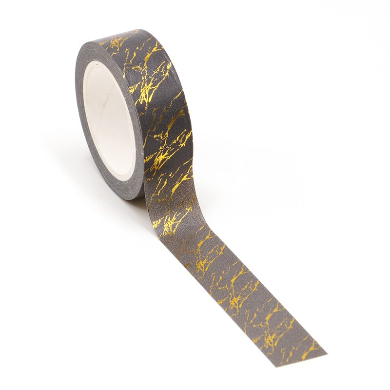 Washi Tape Vintage de papel de arroz, cinta adhesiva para álbum de recortes, 1,5 cm x 10m, papelería, color negro y dorado, 1 unidad