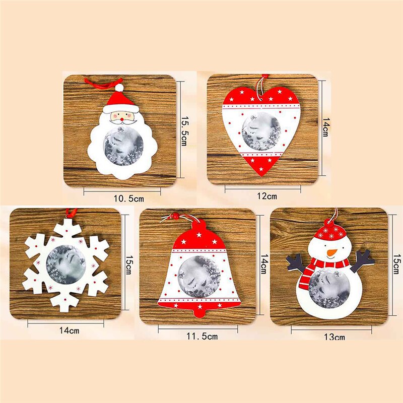 1pc Christmas Tree Photo Frame Wooden Santa Claus Hang Decorations DIY Photo Frame Christmas Decoration Products