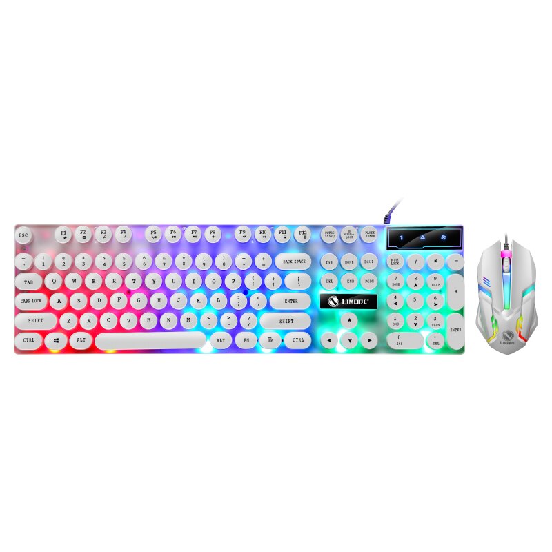 Retro Punk Waterproof Gaming Keyboard Mechanical Feel RGB Backlit Keyboard 104 Key USB Wired Game Keyboards for PC Laptop Gamers: DZ2008001WhiteKit