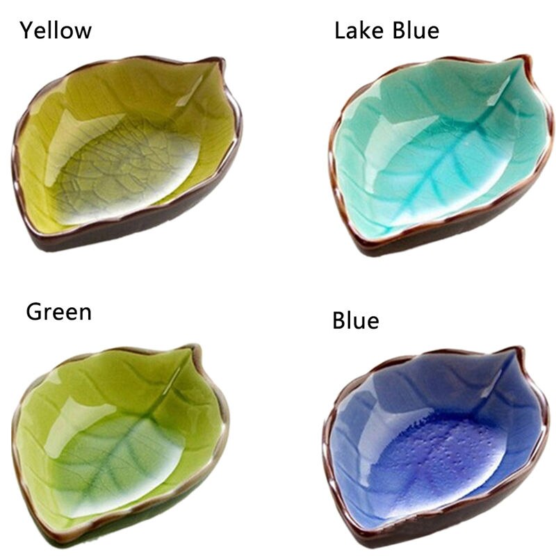 1 unids/lote de salsa de condimento de vinagre de cocina vajilla de China artesanal creativa hojas de cerámica platos de Sushi japoneses bocadillos