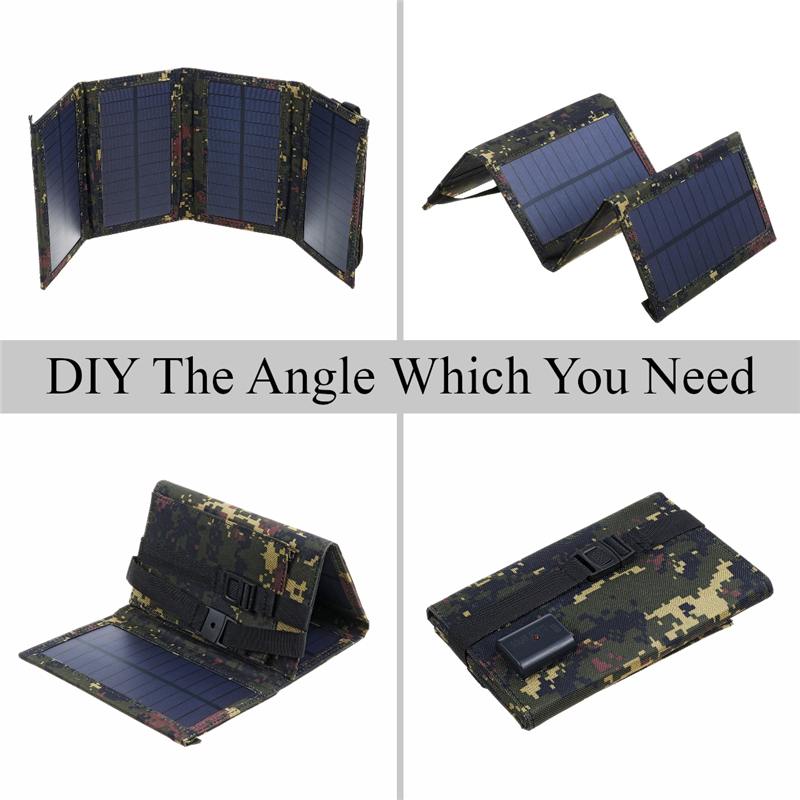 Foldable 50W Solar Panel 5V Sun power Solar Cells Folding Pack W/ 2 X Carabiners Portable Solar Charger for Phone Camping