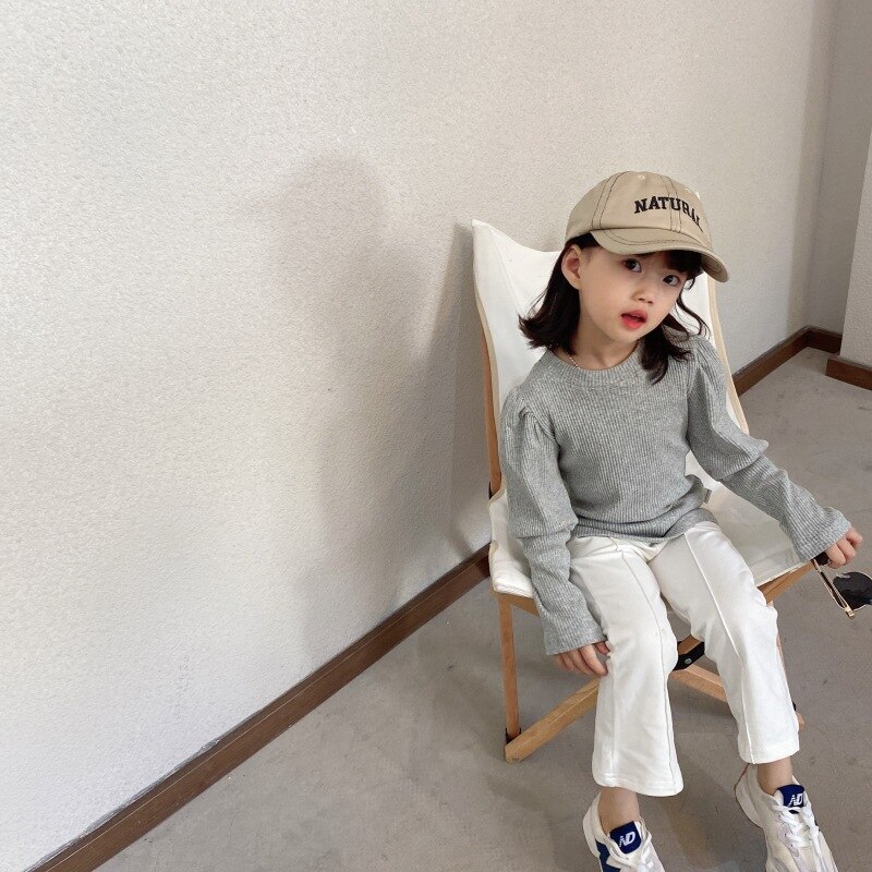 Para meninas calças outono estilo exterior wear 2021 novas crianças casuais calças de fundo apertado elástico bebê menina queimado calças: White / 2T