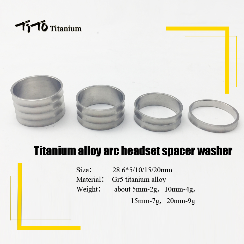 TiTo titanium bicycle arc headset stem spacers 5/10/15/20mm bike stem spacer washers headset