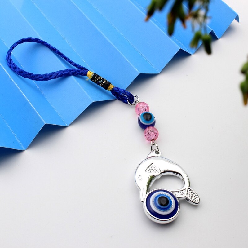 Turks Blauwe Boze Oog Dolfijn Hanger Amuletten Lucky Charm Opknoping Ornament Voor Thuis Slaapkamer Woonkamer Auto Decoratie Housewarm