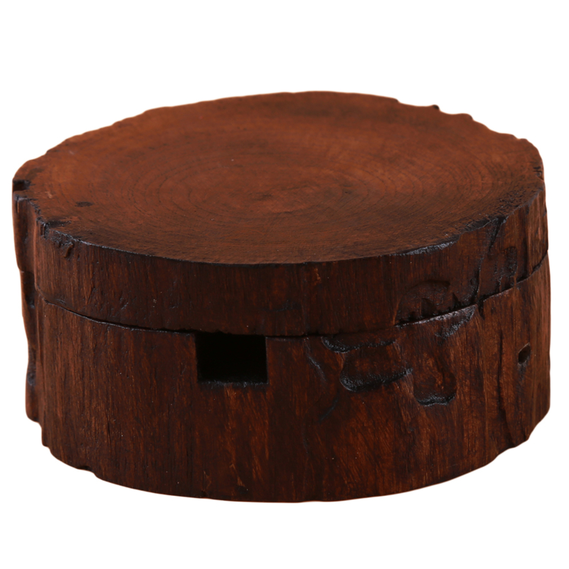Cenicero tallado en madera Natural Vintage con tapa desmontable Simple decorar: S