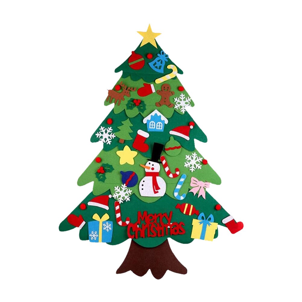 100x70cm 3D Felt Christmas Tree DIY Cartoon Sticker Light Xmas Home Decor DIY Craft for Children Handmade Decoration: B