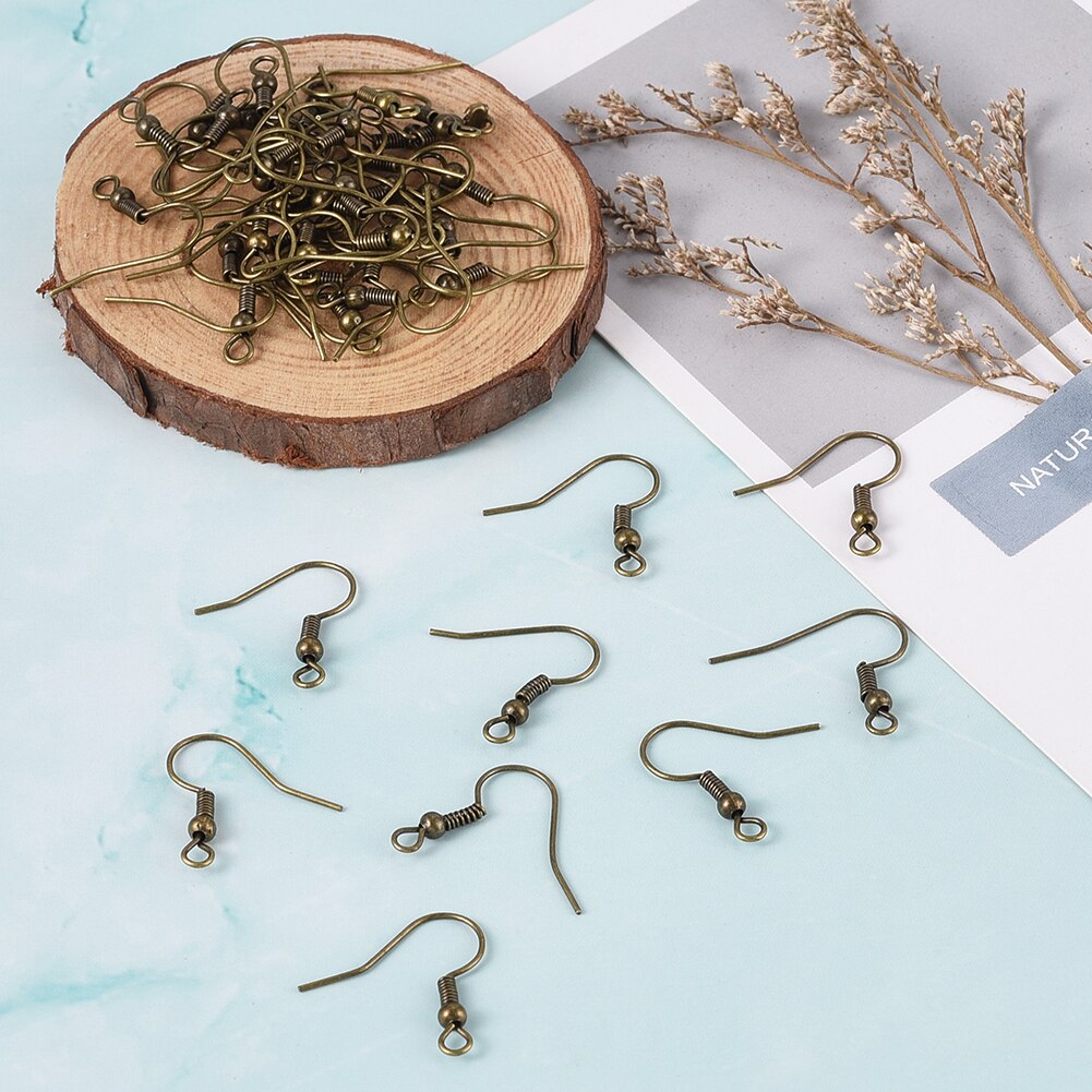 100pcs Golden/Antique Bronze Iron Ear Wires Hooks Earring Hooks Eardrop Settings Base Supplies Nickel Free for Jewelry Findings