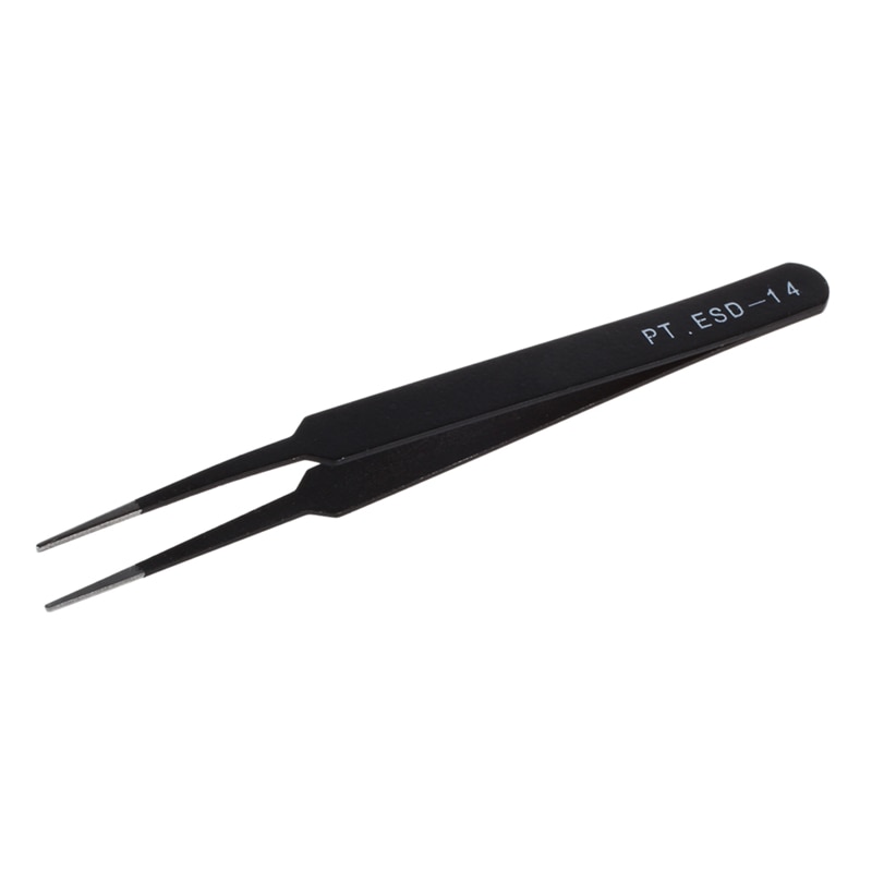 Straight Tip Black Extra Fine Point Metal Tweezer