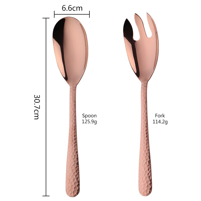 Grote Salade Opscheplepel Vork Set Mix Lepels Pot Pap tool Openbare Restaurant Waar Keukengerei Gebruik Buffet gebruiksvoorwerp: Rose gold 2 pcs