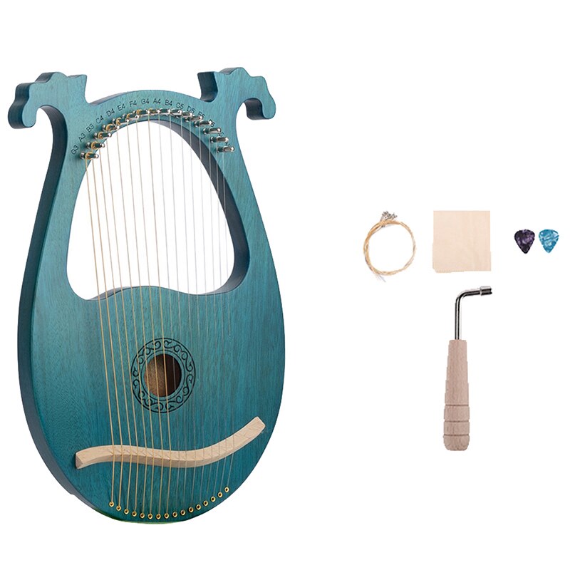 Lier Harp, 16 String Mahonie Body String Instrument Lichaam Instrument Met Stemsleutel En Reserve Snaren: Default Title