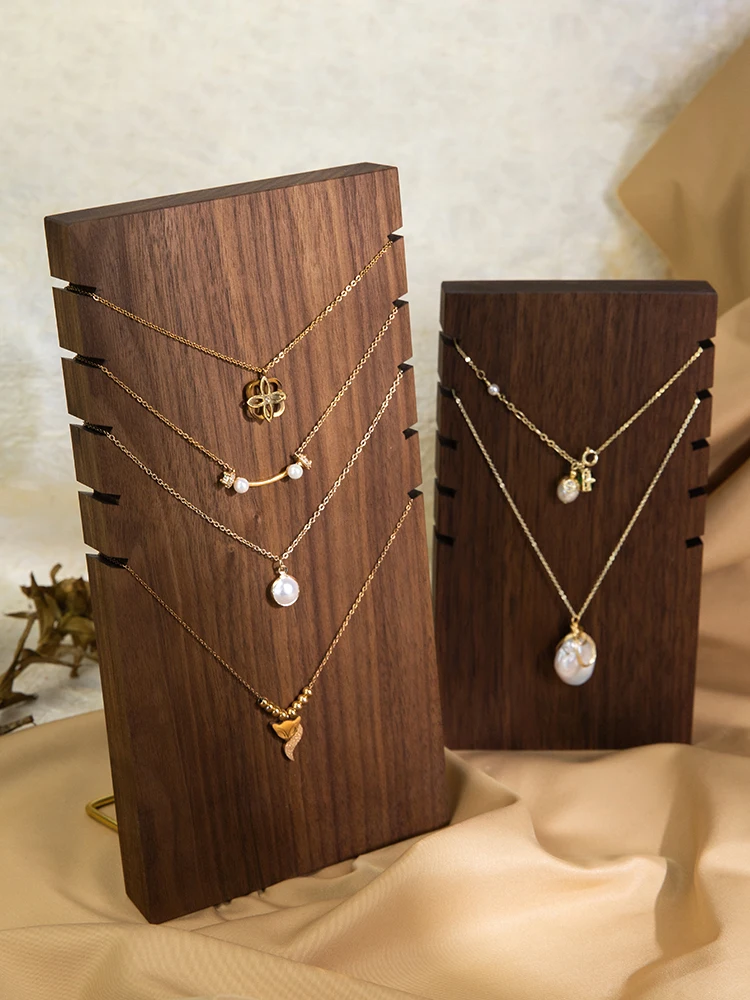 Walnut Jewelry Display Stand Necklace Display Stand Wooden Multiple Pendants Easel Showcase Display Holder for Necklaces