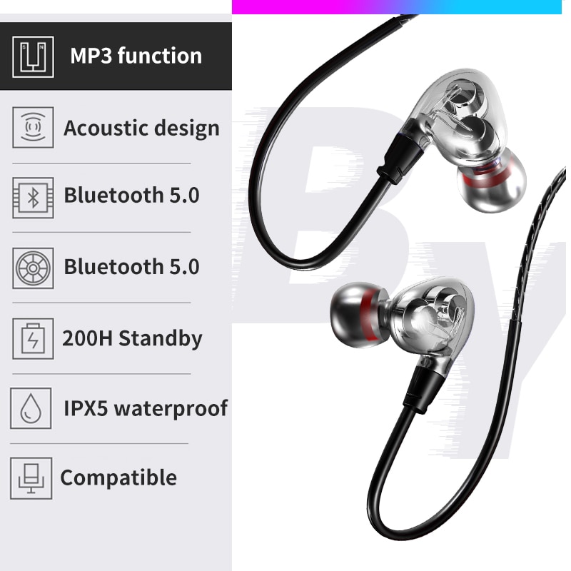 Draadloze Bluetooth V5.0 Oortelefoon 3D Stereo Headset Nekband Sport Oordopjes Bass In-Ear Hoofdtelefoon Met Microfoon Voor Alle Telefoon