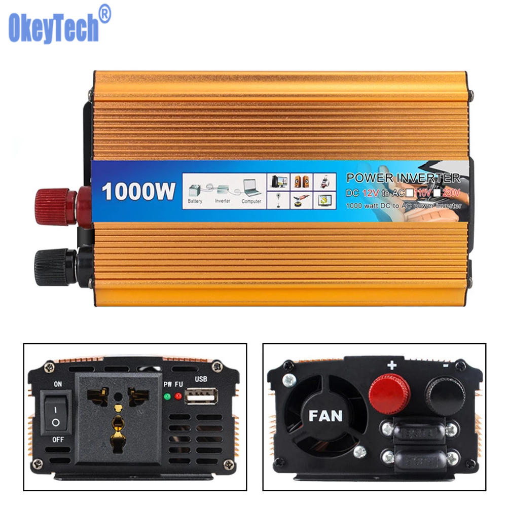 Car Inverter Modified sine wave inverter 1000W 12V 24V to 220V Converter Adapter 12 220 mini-car power supply Car Electronics