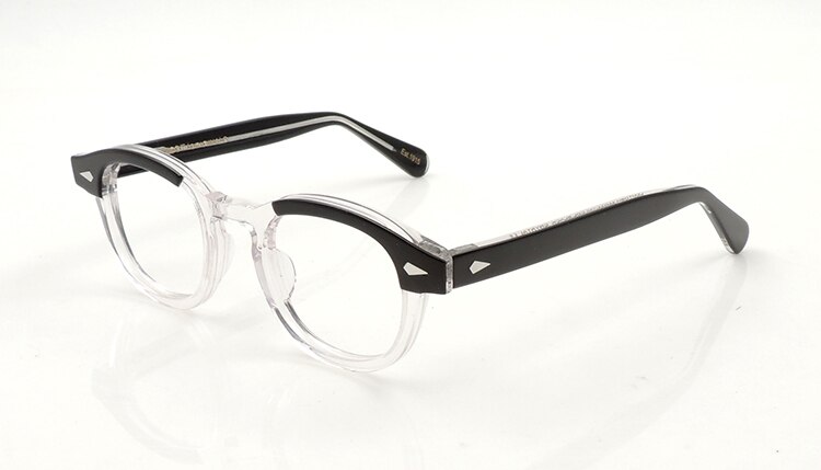 Gafas ovaladas de acetato vintage para hombres, montura de gafas de óptica con gradiente para Miopía: black crystal