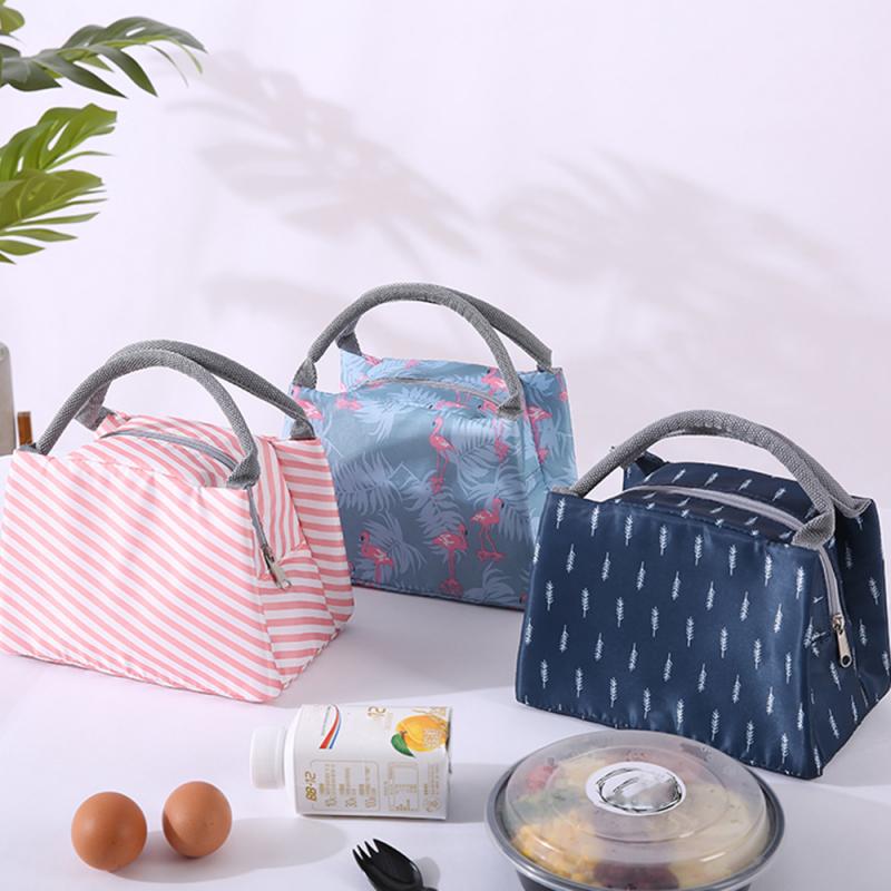 Leisure Vrouwen Draagbare Kleine Lunch Tas Canvas Streep Geïsoleerd Koeltassen Thermische Voedsel Picknick Lunch Zakken Kinderen Lunchbox Tas tot