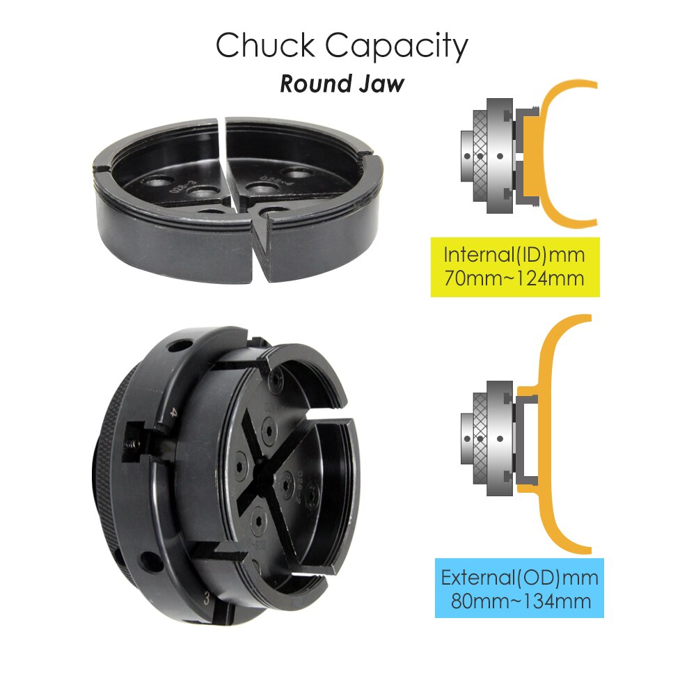 Wood Lathe Chuck Step Round Pin Jaw Set Self Centering Parts Woodturning Accessories for TASP MWLC100C