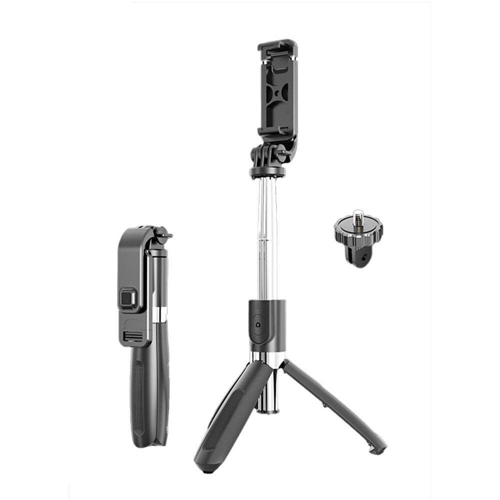 4 In1 Bluetooth Draadloze Selfie Stok Statief Opvouwbare & Monopods Universal For A Smartphones For A Gopro Nl Sport Actie Camera: Black