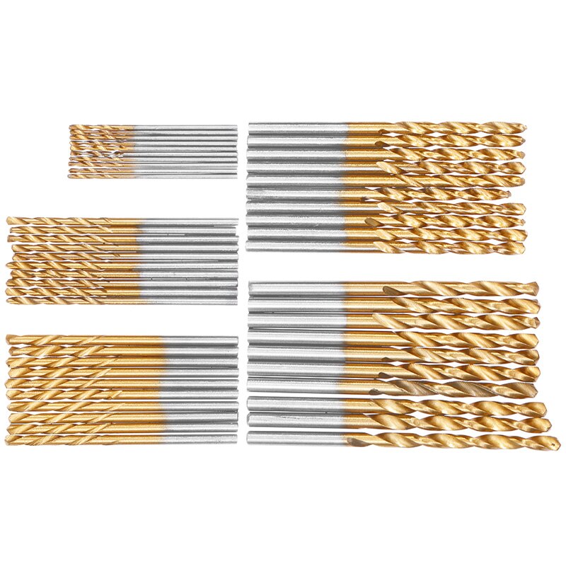 Oauee 50Pcs HSS High Speed Steel Drill Bits Set Titanium Coated Drill Bits Tool Power Tools 1/1.5/2/2.5/3mm