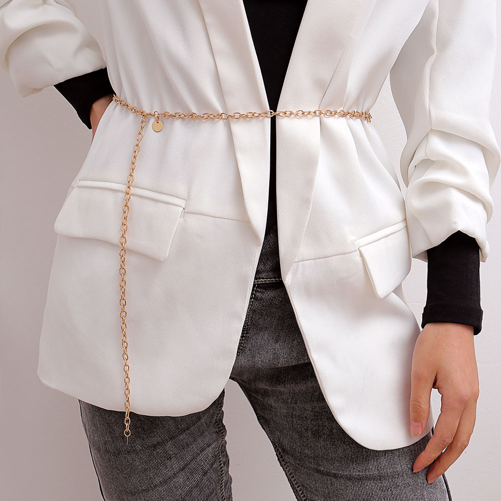 Women's Belt Narrow Metal Skinny Chain Belt Hip Waist Gold Waistband Dress Fine Waist Chain Apparel Streetwear