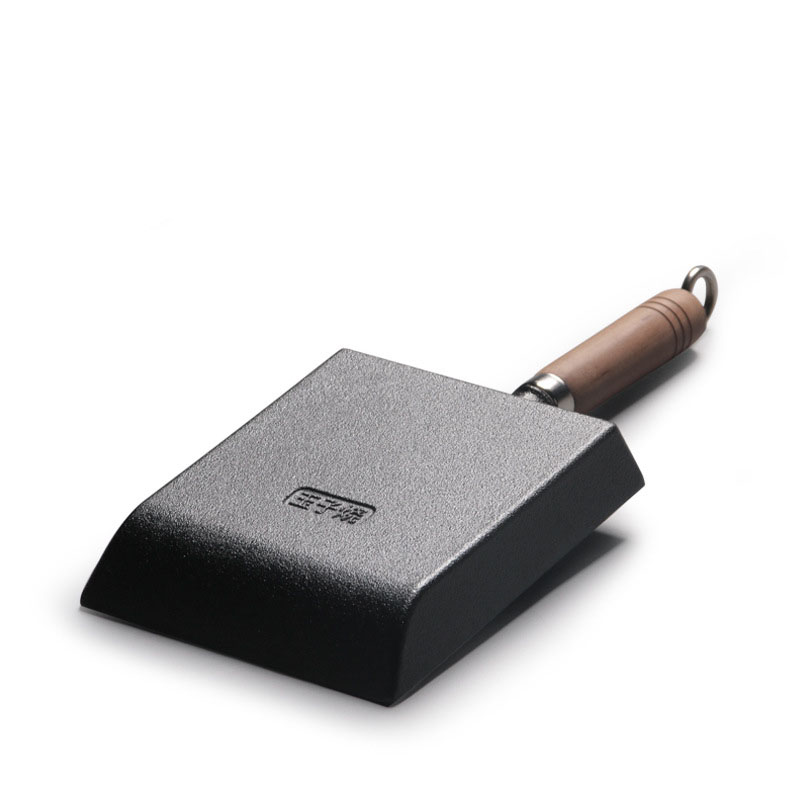 2 Stks/set Gietijzeren Ei Koekenpan + Siliconen Turner/Non-stick Omelet Pan Rechthoek Mini Tamagoyaki Pan/Kookgerei