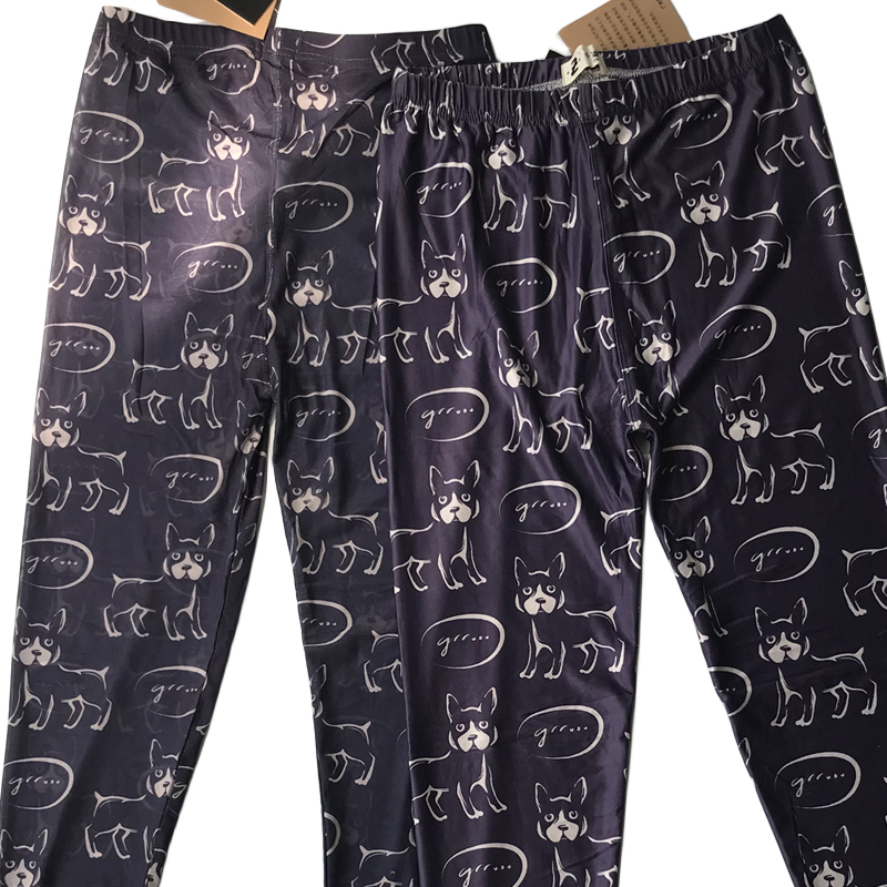 Spring Summer Women Y2K Cute Boston Terrier Graphic Stretch Tulle Leggings See-through Patterned Paisley Print Pants