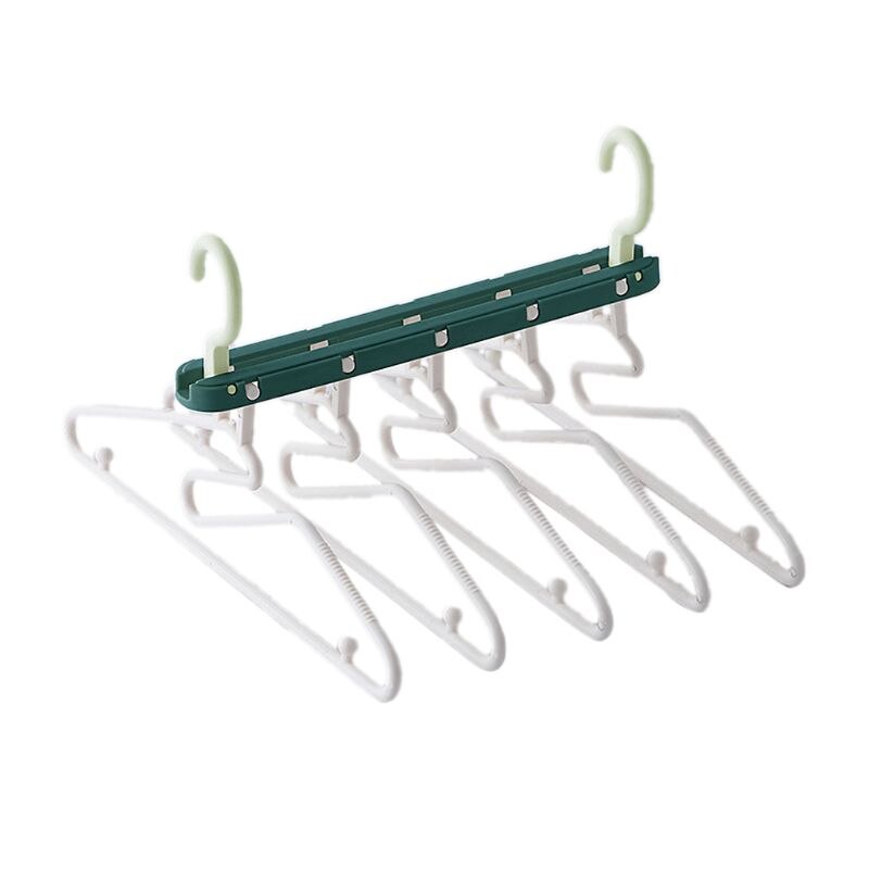 Multifunctional 5 in 1 Folding Hangers Clothes Pants Storage Rack Save Space Wardrobe Organization: Green