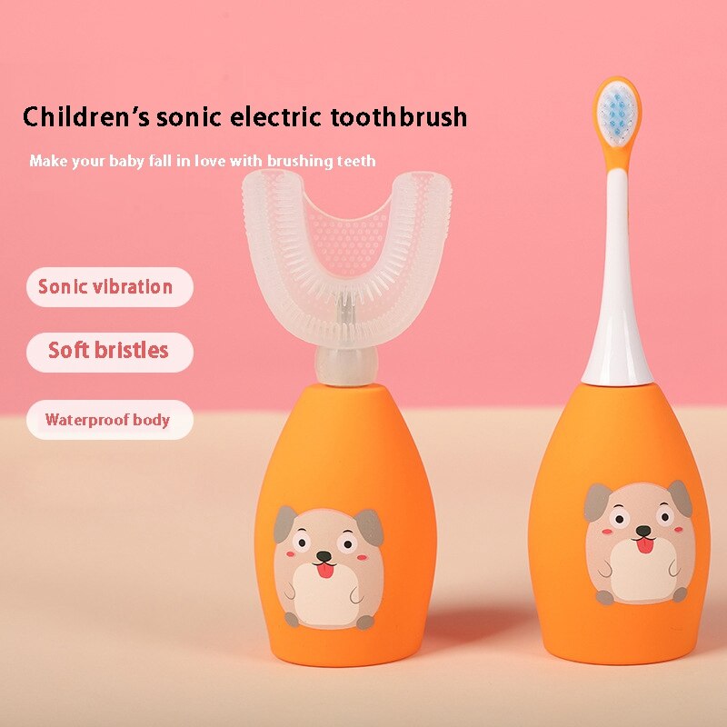 2IN1 Elektrische Tandenborstel 360 Graden Automatische Sonic U-vormige Kinderen Tandenborstel Voorkomt Tandbederf Usb Oplaadbare