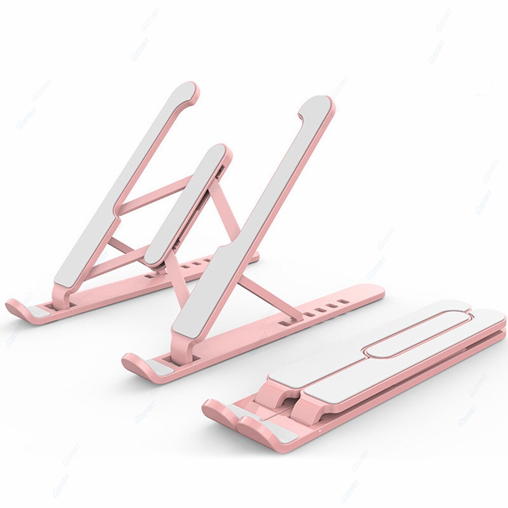 Portable Laptop Holder Vertical Computer Tablet Stand Adjustable Foldable Desk Notebook Stand For MacBook Air Pro iPad Bracket: Pink  Laptop Stand