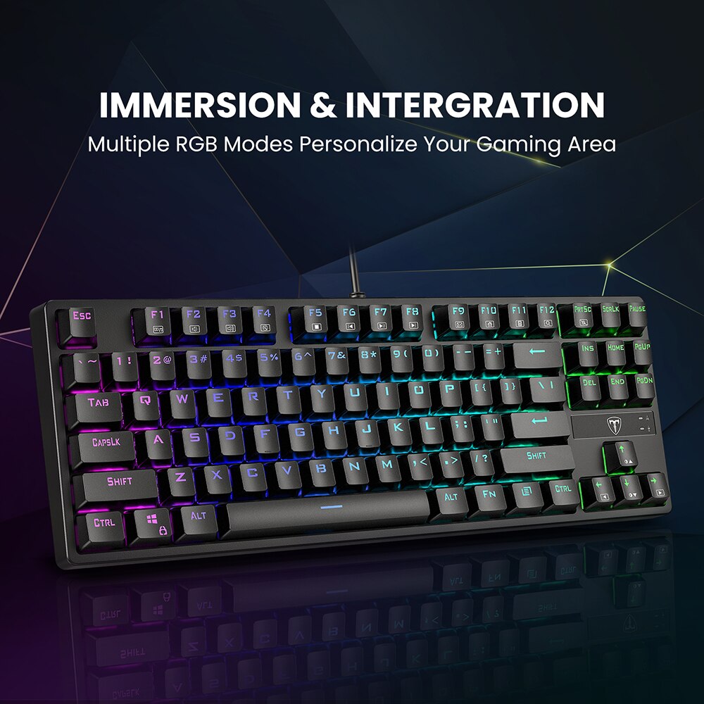 Pictek  pc330 mechanical gaming keyboard and mouse combo, wired rgb mouse with 8 programmable buttons , 7200 dpi adjustable for pc