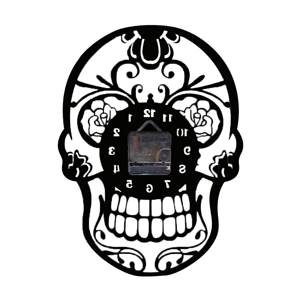 DIY 3D Skull Wall Clock Home Decoration Wall Clock Acrylic Mirror: Default Title