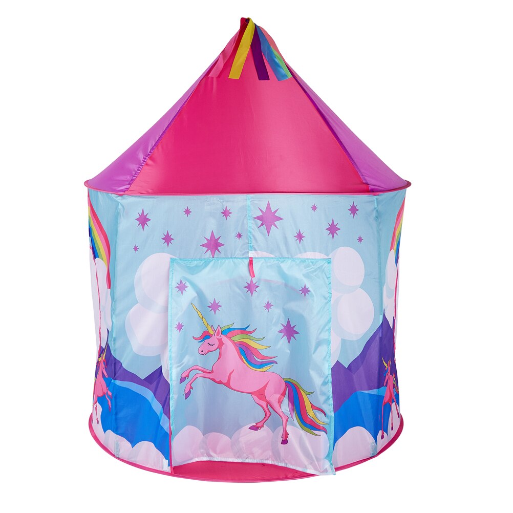 Unicorns Children Tent Cartoon Animal Princess Girl Pink Toys Play House Portable Castle