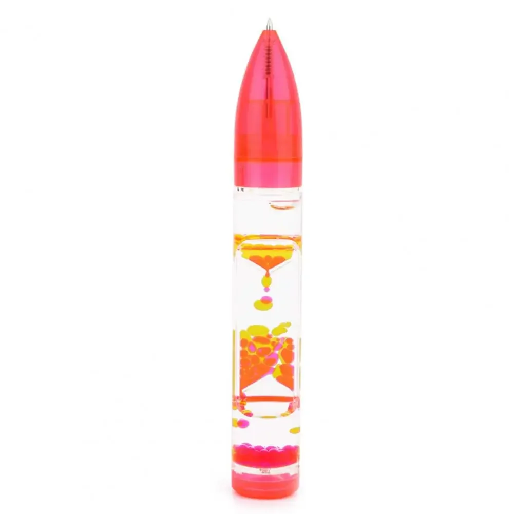 Motion-Bubble Pen Hourglass Stress Relief Ballpoint Pen Colorful Liquid Motion-Bubbler Fidget Pen Desk Toys School Supplies: Pink