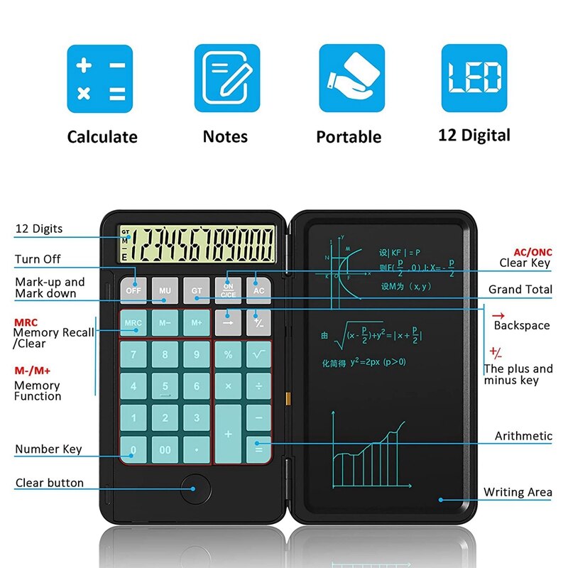 Calculator, Rechargeable Multifunctional Desktop Calculator Notepad