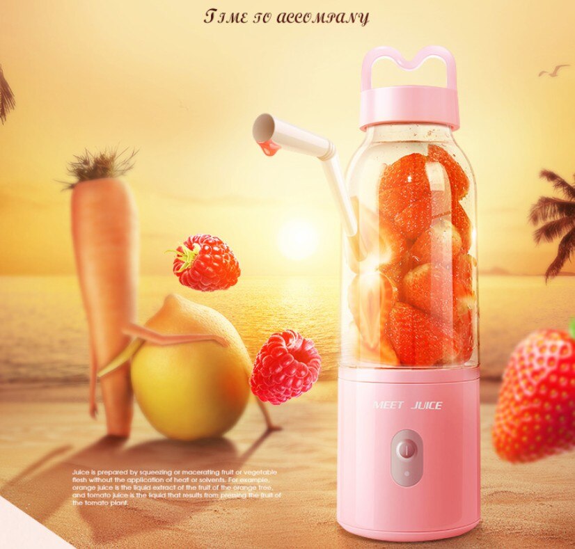 Portable Rechargeable /electric Blender Juicer Mixer Blenders Fruit Extractor Food Usb Maker Smoothie 9s Quick Juice Blender: Pink  Rechargeable