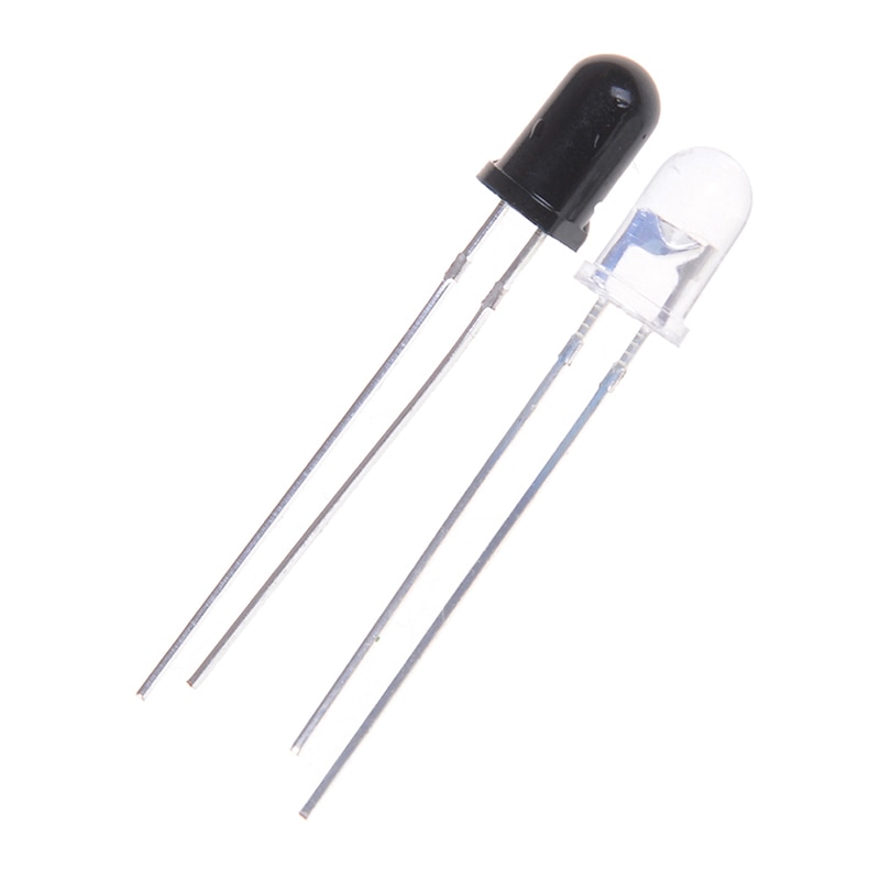 20 st 5mm 940nm ir-detektorsensor infraröd fototransistor svart/vit