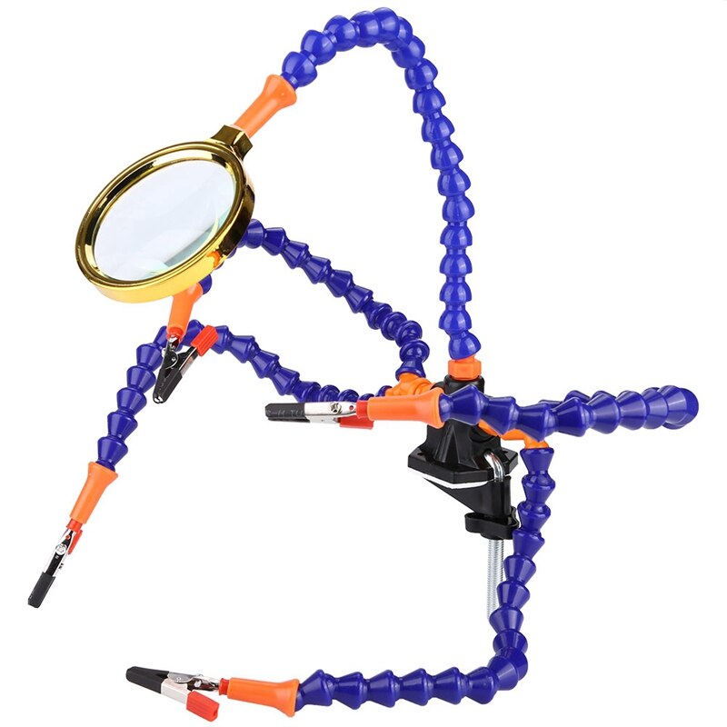 Helping Hands Third Hand Soldering Tool 6 Flexible Arms Five Arm Soldering Station With Magnifying Glass Fan